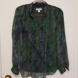 Coldwater Creek long sleeve green blouse